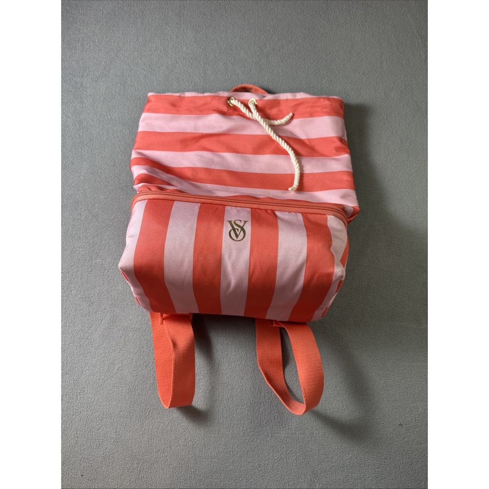 Victoria's Secret Pink & Coral Stripe ULTIMATE BEACH BAG backpack Cooler